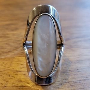 Sterling Silver Statement Ring Mother of Pearl
